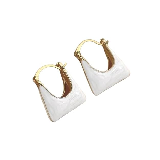 Brand: Generic Korean Style Handbag Shape Hoop Earrings, White Mini Purse Design, for Women and Girls