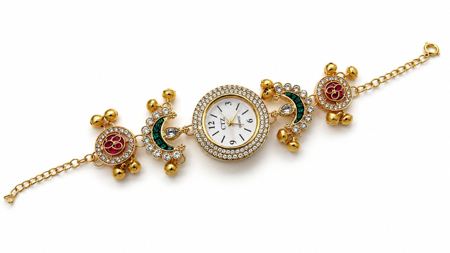 Kashmiri Heritage Analog Watch for Women | Traditional Floral Dial Designer Watch | Ethnic Fashion Wrist Watch )