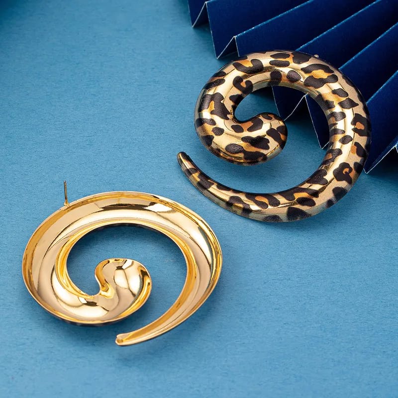 Wildly Beautiful Leopard Spiral Earrings for Women | Trendy Statement Acrylic Earrings | Lightweight Fashion Earrings