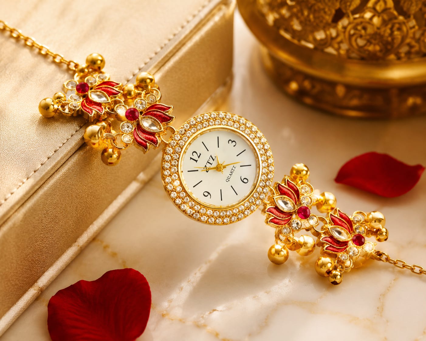 Kashmiri Heritage Analog Watch for Women | Traditional Floral Dial Designer Watch | Ethnic Fashion Wrist Watch