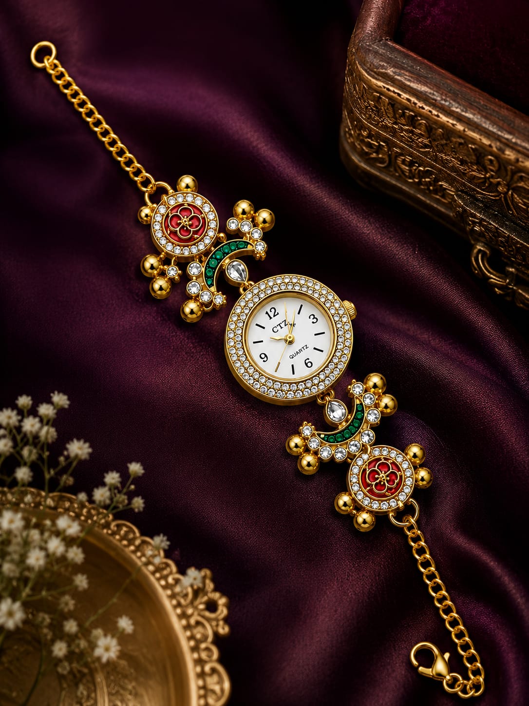 Kashmiri Heritage Analog Watch for Women | Traditional Floral Dial Designer Watch | Ethnic Fashion Wrist Watch