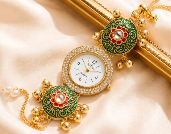 Kashmiri Heritage Analog Watch for Women | Traditional Floral Dial Designer Watch | Ethnic Fashion Wrist Watch ) (Copy) (Copy)