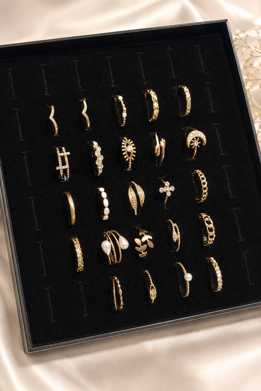 Oora by Zivya Trendy Fashion 23 Rings Combo for Women & Girls | Gold-Plated Adjustable Stackable Ring Set | Stylish Korean Minimal Jewelry for Daily Wear, Party & Gifting