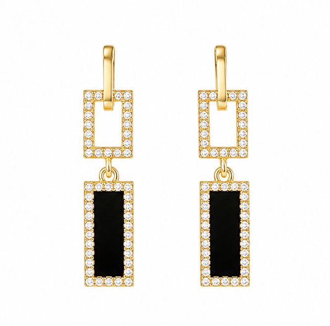 Trendy Korean Style black gold drop Earrings for Women | gold Plated Fashion Earrings | Lightweight Party Wear Jewellery|