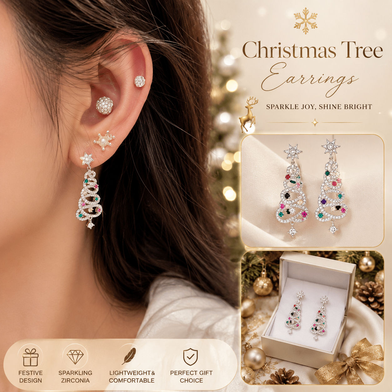 Cristmas tree earrings | Trendy Korean Style Earrings for Women | Silver  Plated Fashion Earrings | Lightweight Party Wear Jewellery|