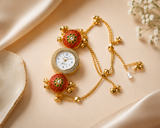 Kashmiri Heritage Analog Watch for Women | Traditional Floral Dial Designer Watch | Ethnic Fashion Wrist Watch )