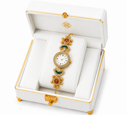 Kashmiri Heritage Analog Watch for Women | Traditional Floral Dial Designer Watch | Ethnic Fashion Wrist Watch )