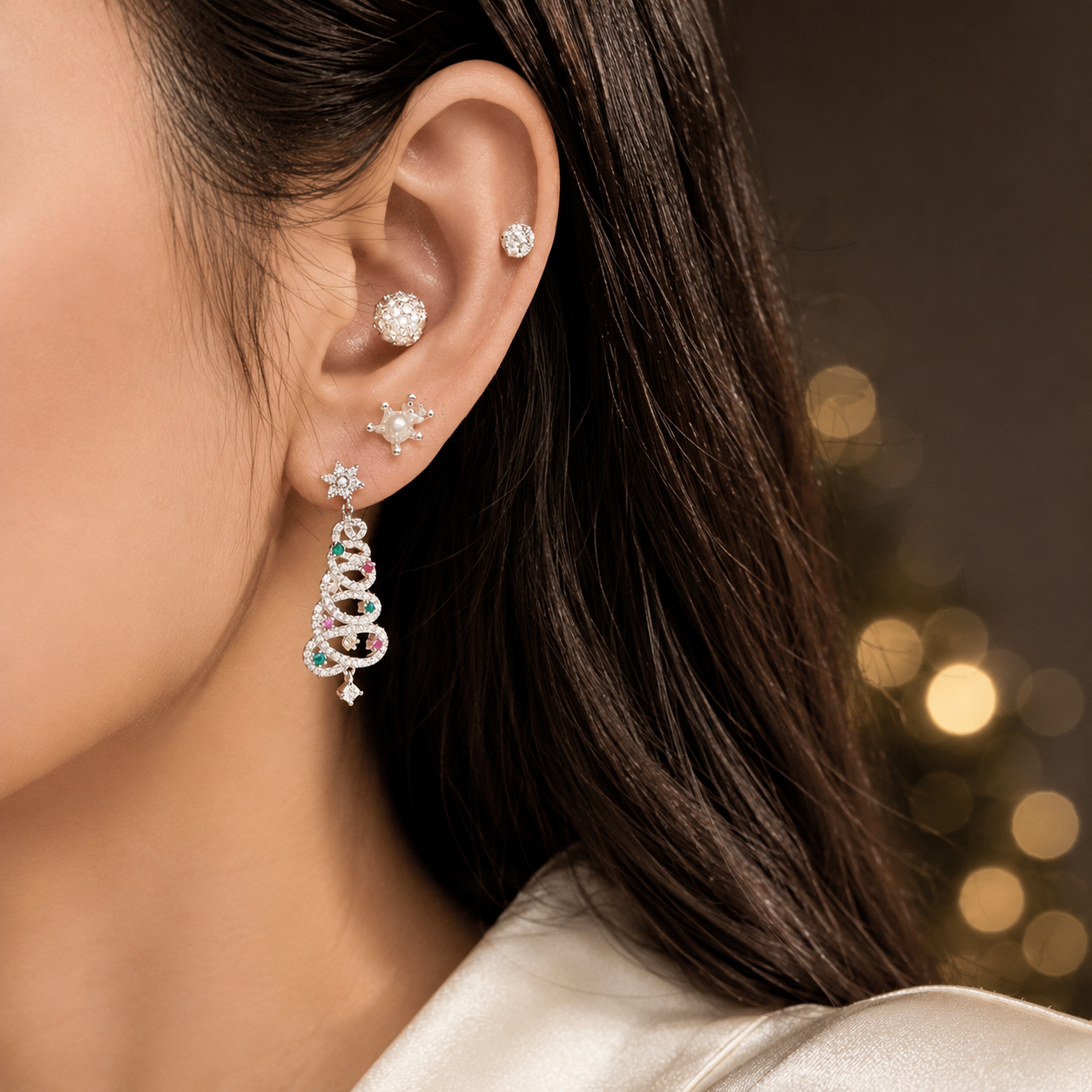 Cristmas tree earrings | Trendy Korean Style Earrings for Women | Silver  Plated Fashion Earrings | Lightweight Party Wear Jewellery|