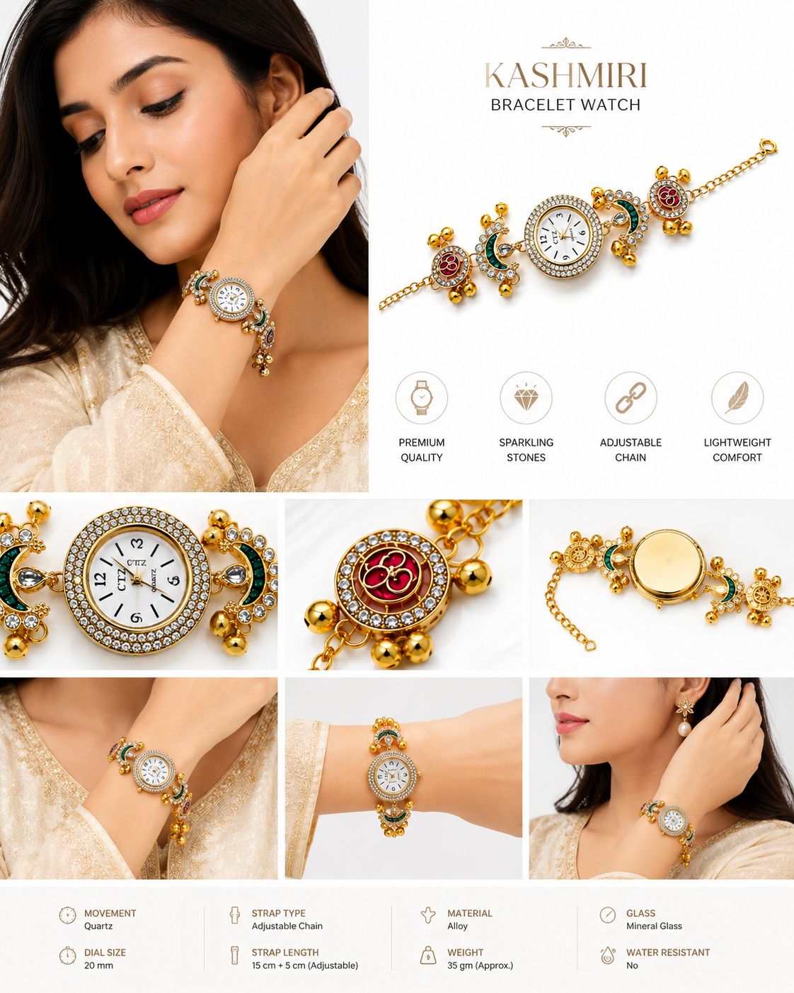 Kashmiri Heritage Analog Watch for Women | Traditional Floral Dial Designer Watch | Ethnic Fashion Wrist Watch )