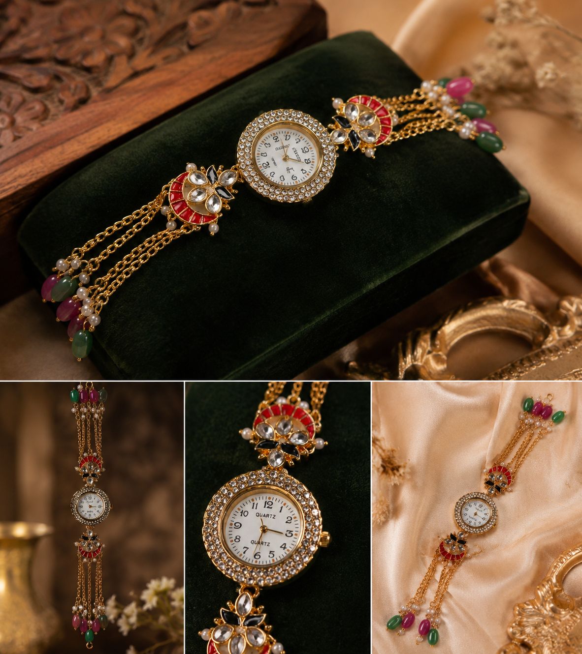 Kashmiri Heritage Analog Watch for Women | Traditional Floral Dial Designer Watch | Ethnic Fashion Wrist Watch