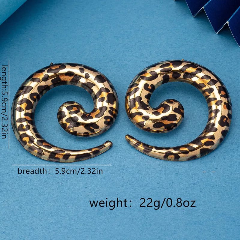 Wildly Beautiful Leopard Spiral Earrings for Women | Trendy Statement Acrylic Earrings | Lightweight Fashion Earrings