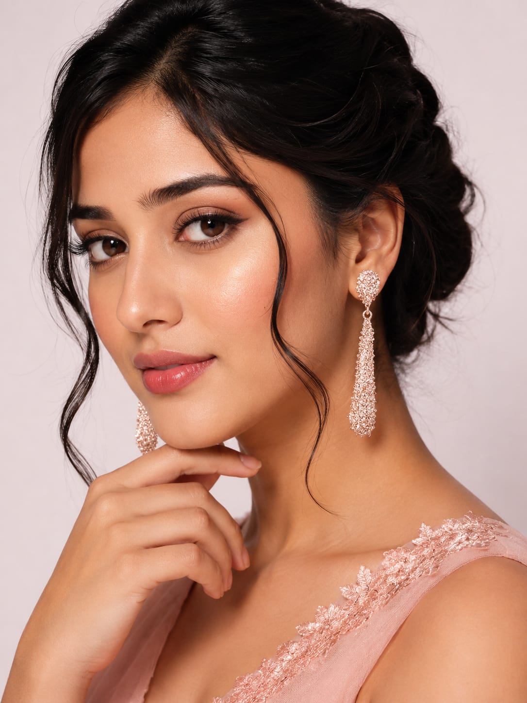 Radiant Elegance Rose Gold Long Drop Earrings (Copy)