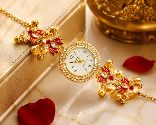 Kashmiri Heritage Analog Watch for Women | Traditional Floral Dial Designer Watch | Ethnic Fashion Wrist Watch