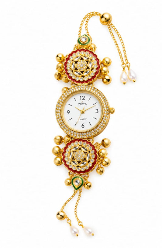 Kashmiri Heritage Analog Watch for Women | Traditional Floral Dial Designer Watch | Ethnic Fashion Wrist Watch )