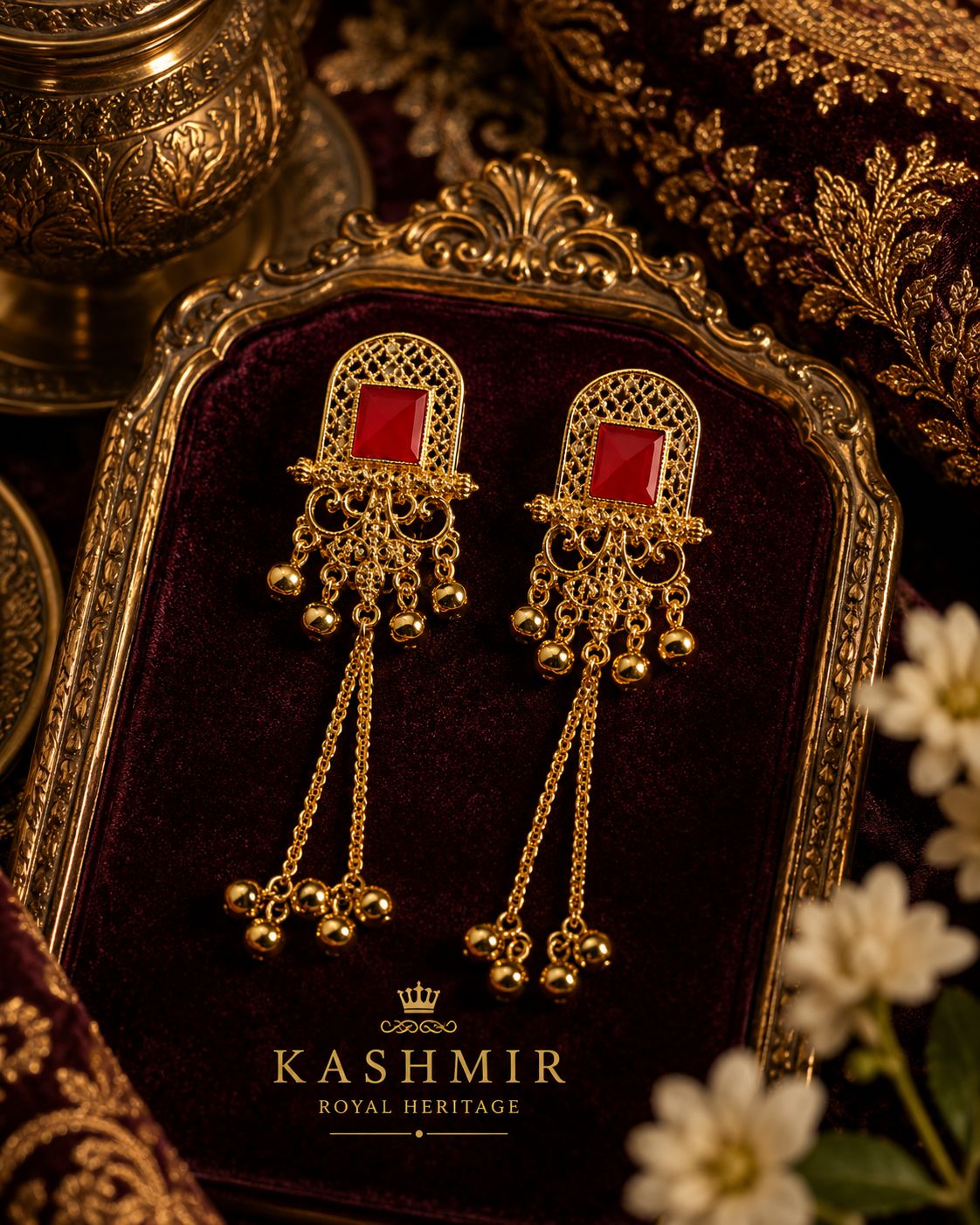 Trending Kashmiri Earrings for Women | Luxury Long Chain Ethnic Earrings | Wedding & Party Wear Jewellery