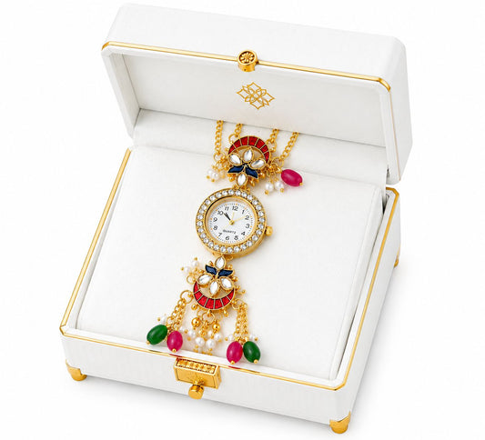 Kashmiri Heritage Analog Watch for Women | Traditional Floral Dial Designer Watch | Ethnic Fashion Wrist Watch )