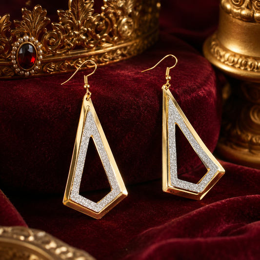 Gold Geometric Dangle Earrings for Women | Anti Tarnish Statement Earrings | Lightweight Party & Everyday Wear|