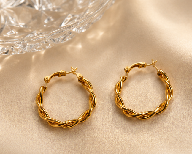 Small Twisted Gold Hoop Earrings – Everyday Luxury for Every Girl ✨