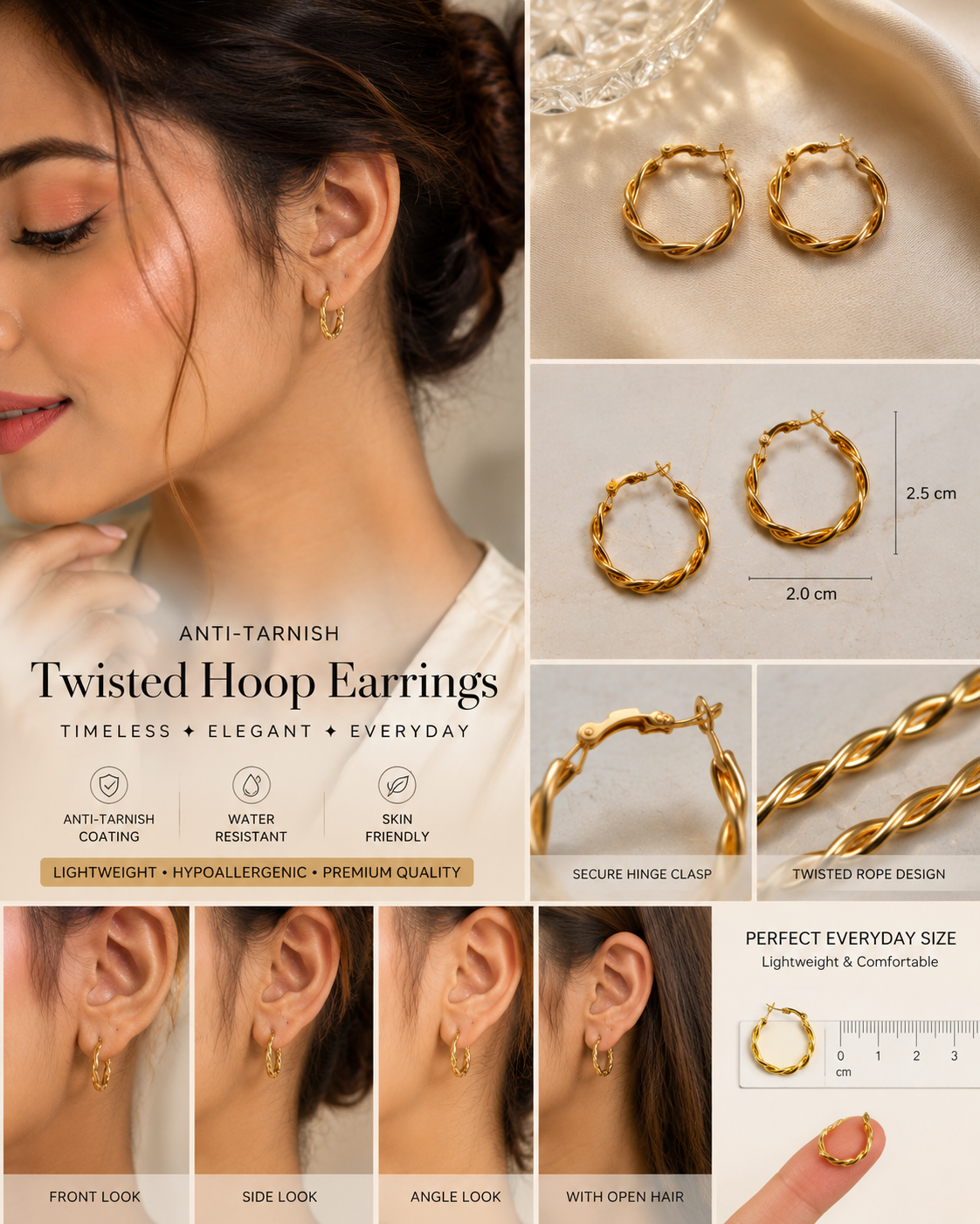 Small Twisted Gold Hoop Earrings – Everyday Luxury for Every Girl ✨