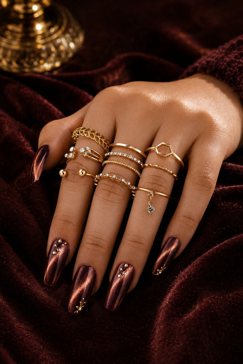 8 Pcs Gold Stackable Rings Set for Women & Girls | Trendy Minimal Fashion Rings | Few Adjustable and Few general size |  Korean Style Ring Pack | Anti-Tarnish Look(non anti tarnish)