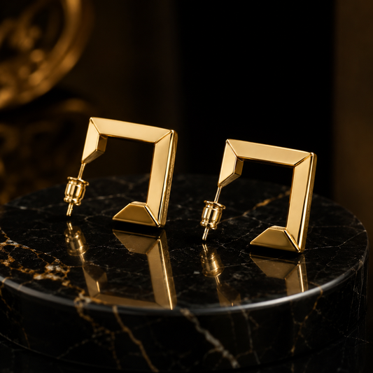 Small Square  Gold Hoop Earrings – Everyday Luxury for Every Girl ✨